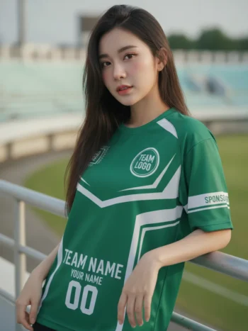 เสื้อกีฬาสีเขียว ลายเรขาตาราง จาก Jabez
