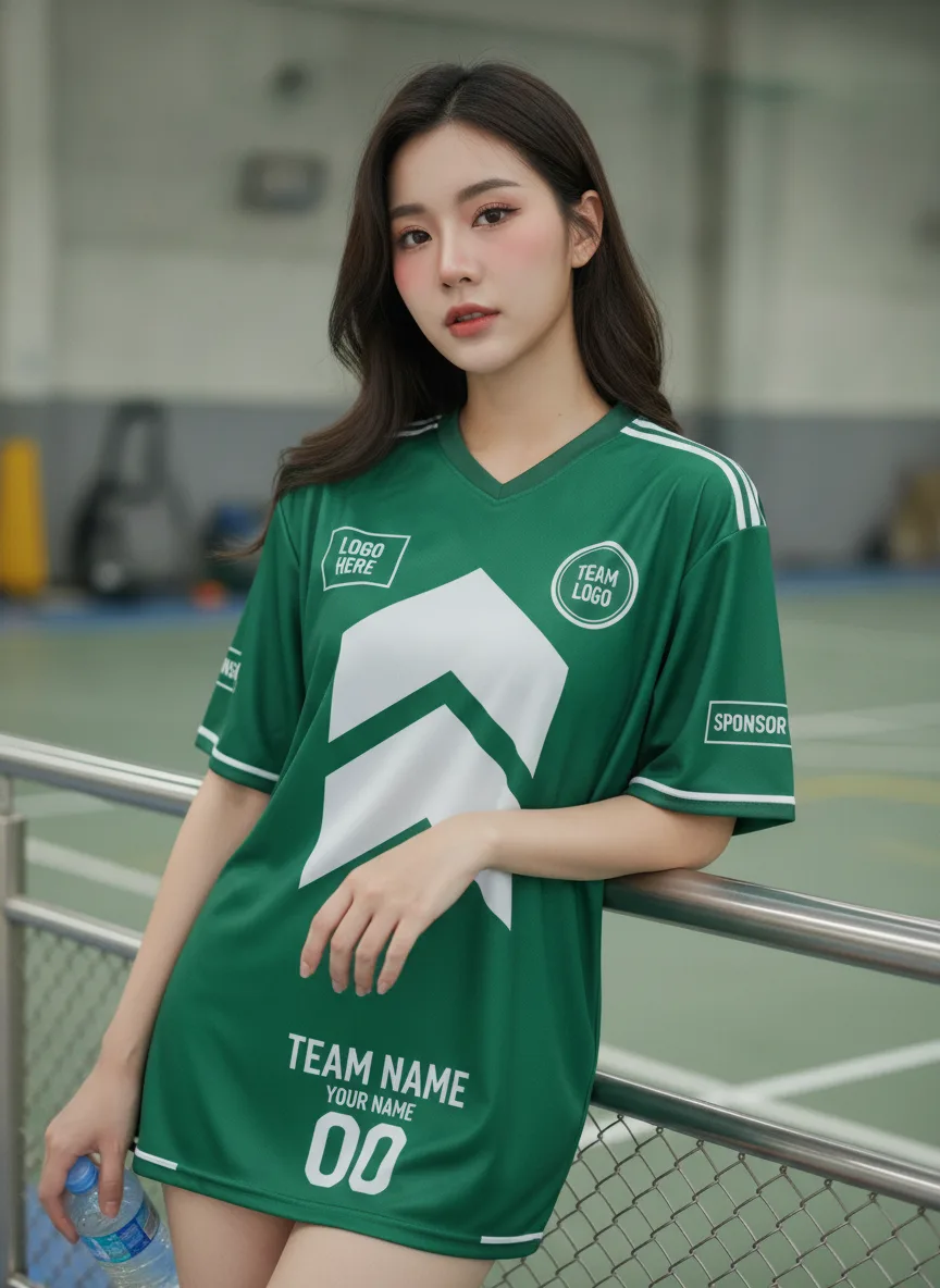 เสื้อกีฬาสีเขียว ลายลูกศรทหาร เท่ สั่งทำ มุมที่ 2 เสื้อกีฬาสีเขียว ลายลูกศรทหาร เท่ สั่งทำ มุมที่ 2