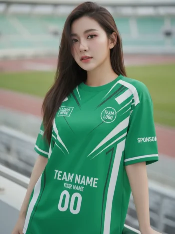 เสื้อกีฬาสีเขียว ลายก้างสนเฟิร์น จาก Jabez