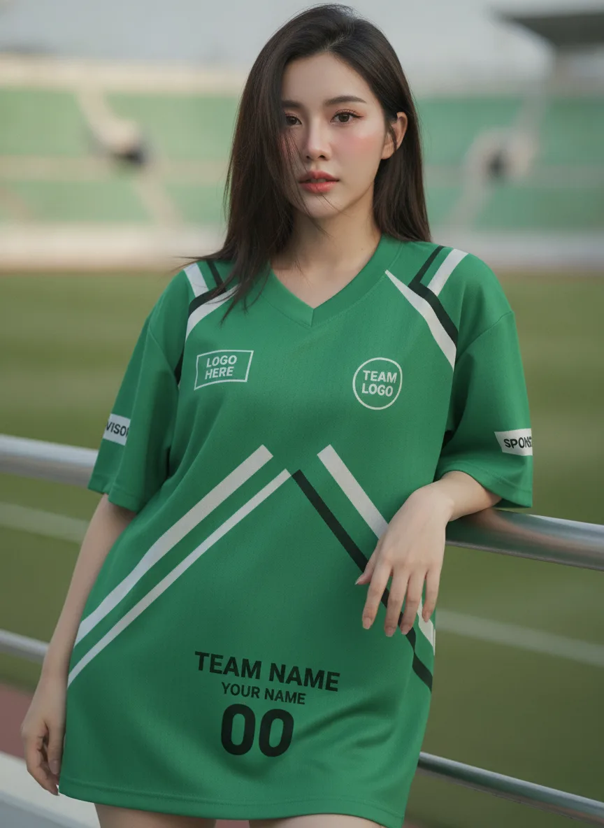 เสื้อกีฬาสีเขียว ลายสก็อตเฉียง จาก Jabez