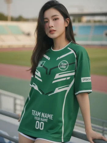 เสื้อกีฬาสีเขียว ลายก้านขนนก จาก Jabez