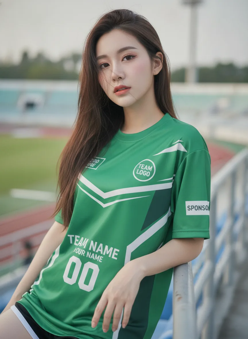 เสื้อกีฬาสีเขียว ลายชาร์ดคริสตัล จาก Jabez