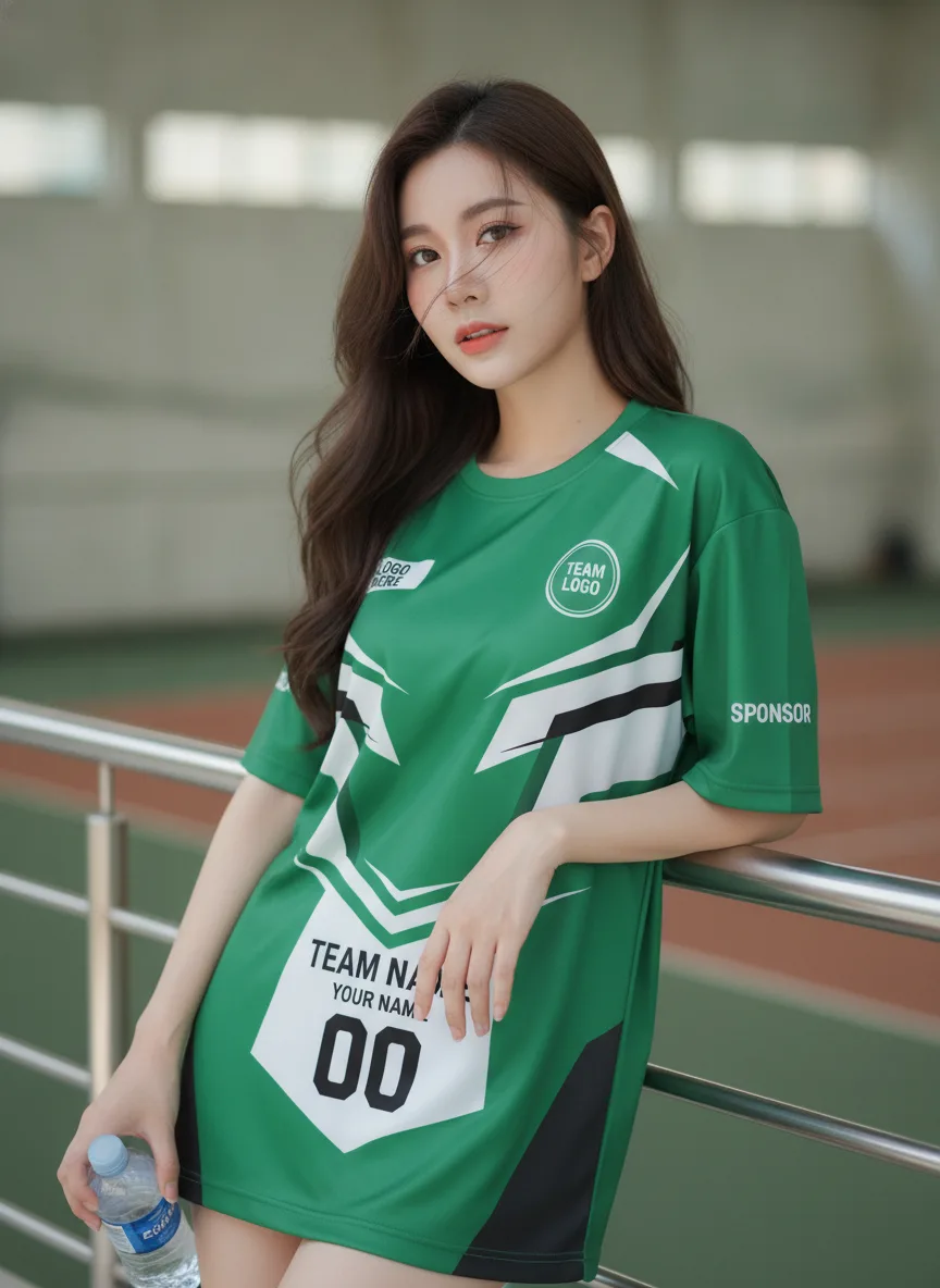 เสื้อกีฬาสีเขียว ลายสไปก์ ดุดัน สั่งทำ มุมที่ 2 เสื้อกีฬาสีเขียว ลายสไปก์ ดุดัน สั่งทำ มุมที่ 2