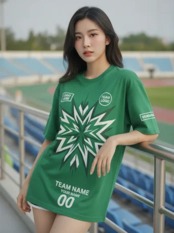 เสื้อกีฬาสีเขียว ลายดาวกระจาย จาก Jabez