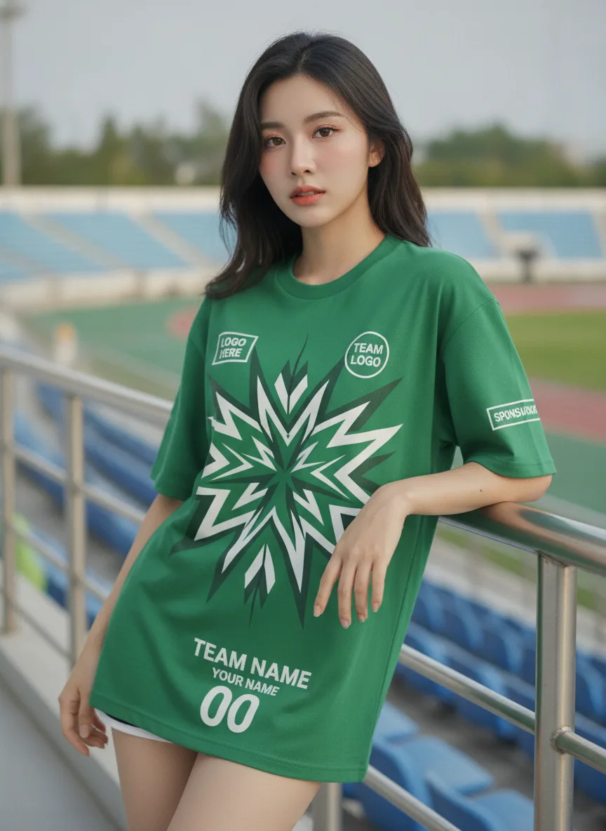 เสื้อกีฬาสีเขียว ลายดาวกระจาย จาก Jabez