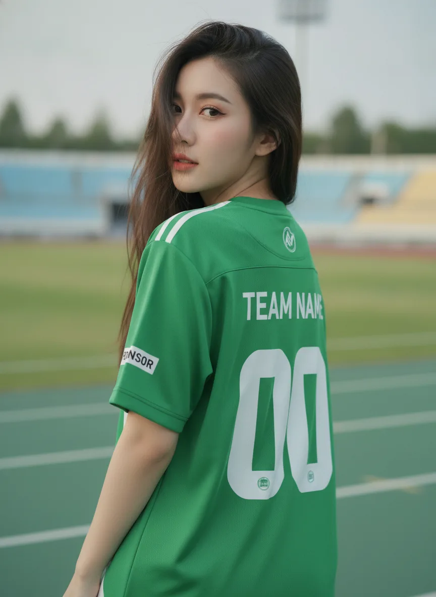 เสื้อกีฬาสีเขียว ลายเส้นขีดโมเดิร์น สั่งทำ ด้านหลัง เสื้อกีฬาสีเขียว ลายเส้นขีดโมเดิร์น สั่งทำ ด้านหลัง