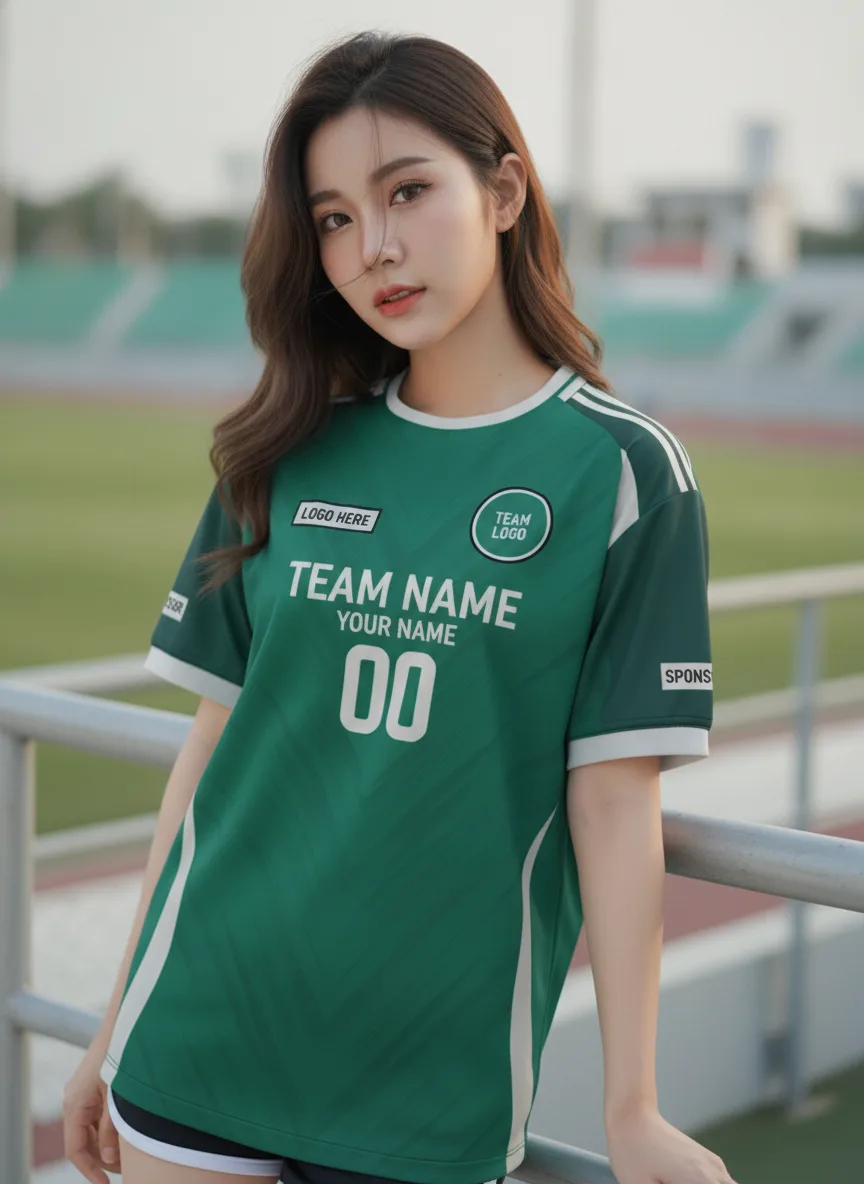 เสื้อกีฬาสีเขียว ลายหนามดาว จาก Jabez
