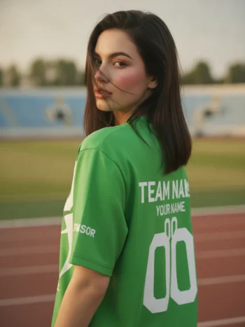 เสื้อกีฬาสีเขียว ลายโทเทมชนเผ่า สั่งทำ ด้านหลัง
