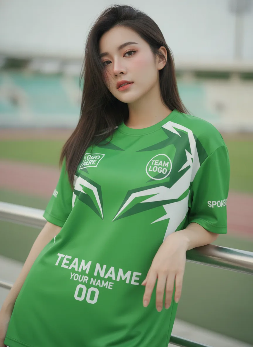เสื้อกีฬาสีเขียว ลายโทเทมชนเผ่า จาก Jabez