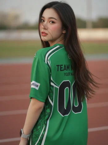 เสื้อกีฬาสีเขียว ลายเถาวัลย์ วินเทจ สั่งทำ ด้านหลัง