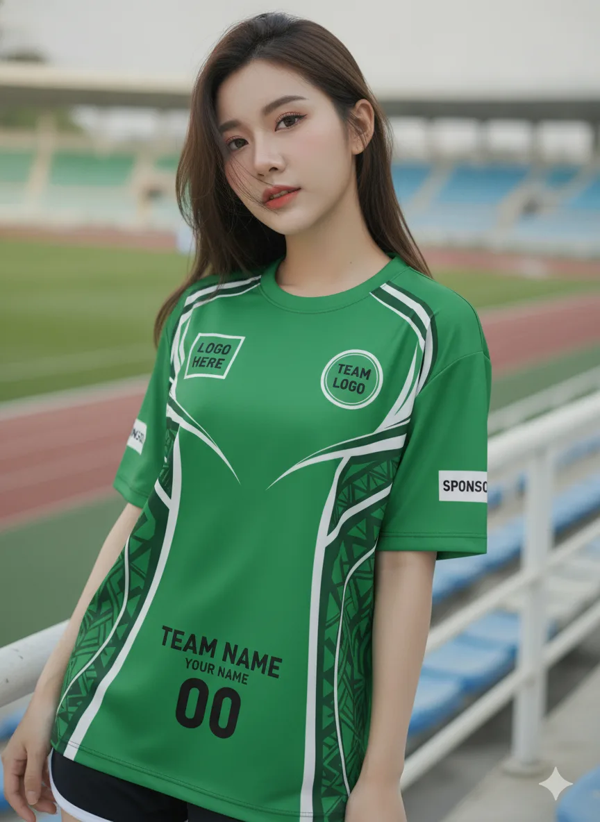 เสื้อกีฬาสีเขียว ลายเถาวัลย์วินเทจ จาก Jabez