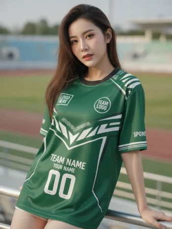 เสื้อกีฬาสีเขียว ลายซิกแซกคม จาก Jabez