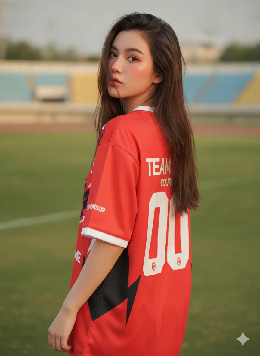 เสื้อกีฬาสีแดง ลายเส้นทแยงมินิมอล ขาว-ดำ สั่งทำ ด้านหลัง เสื้อกีฬาสีแดง ลายเส้นทแยงมินิมอล ขาว-ดำ สั่งทำ ด้านหลัง