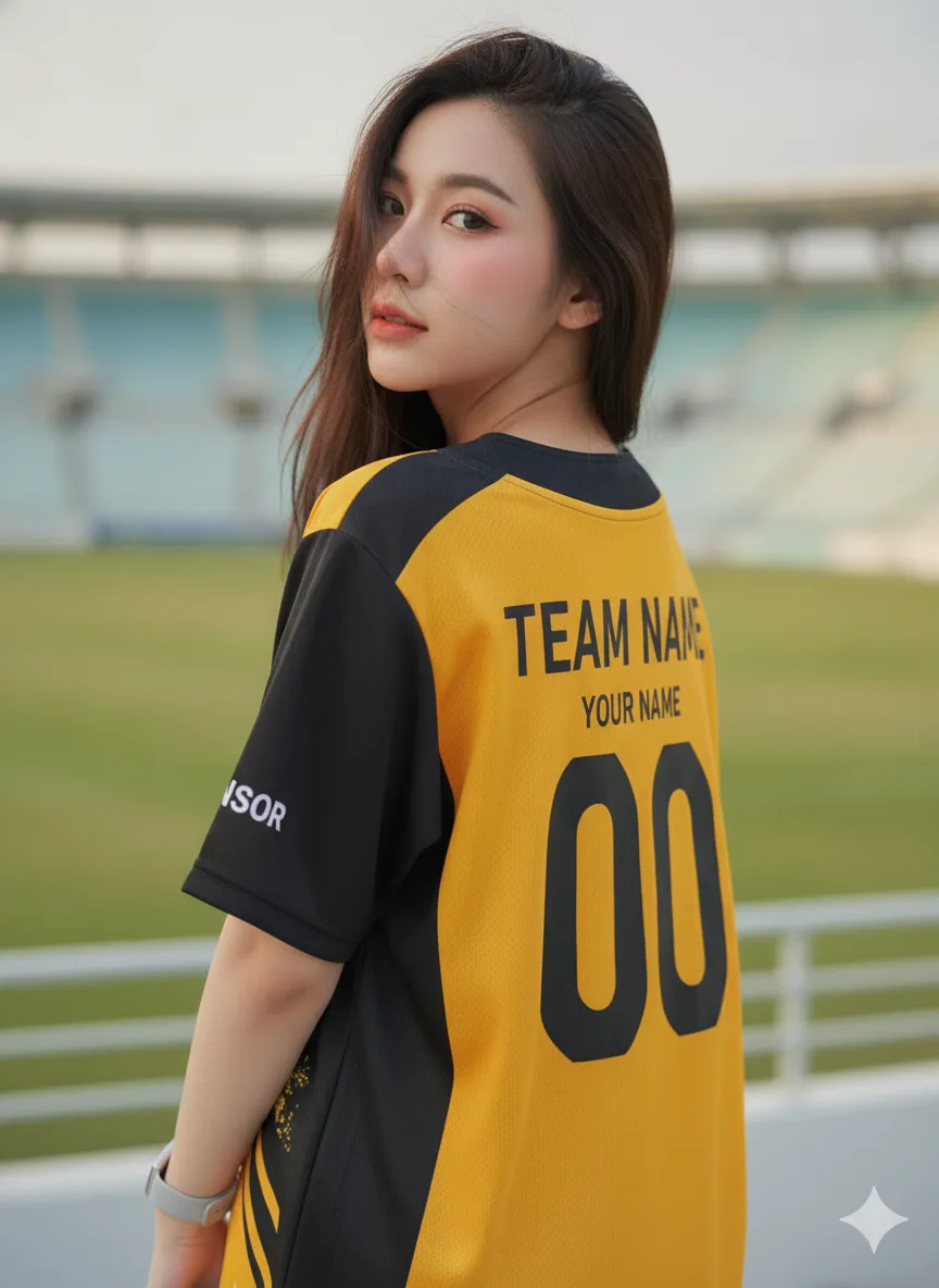 เสื้อกีฬาสีเหลือง ลายเชฟรอนแปรง เหลือง-ดำ สั่งทำ ด้านหลัง เสื้อกีฬาสีเหลือง ลายเชฟรอนแปรง เหลือง-ดำ สั่งทำ ด้านหลัง