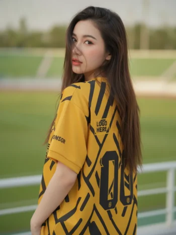 เสื้อกีฬาสีเหลือง ลายอาร์ตเดโค ข้าวหลามตัด สั่งทำ ด้านหลัง
