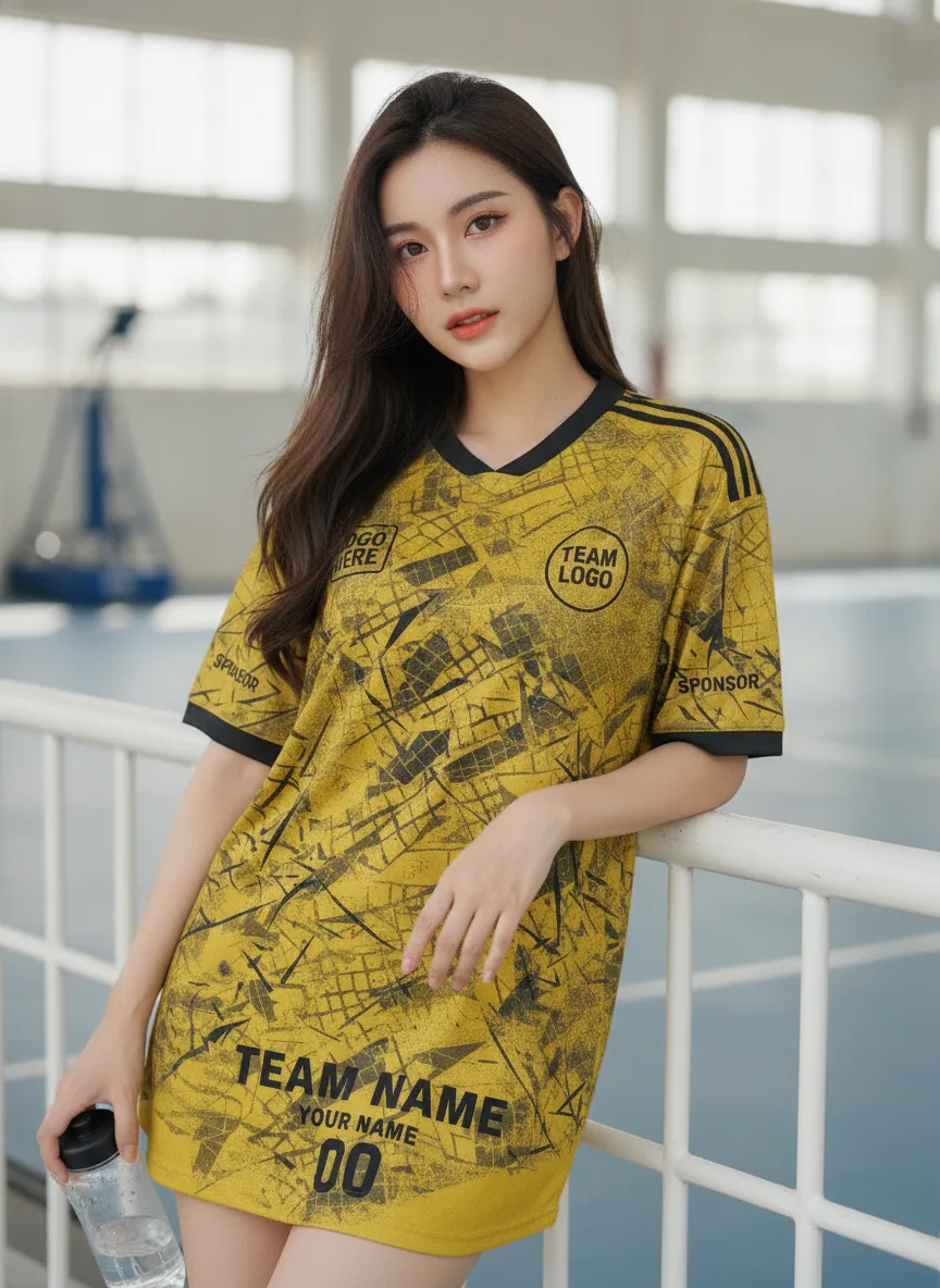 เสื้อกีฬาสีเหลือง ลายกรันจ์ดิสเทรส เหลือง-ดำ สั่งทำ มุมที่ 2 เสื้อกีฬาสีเหลือง ลายกรันจ์ดิสเทรส เหลือง-ดำ สั่งทำ มุมที่ 2