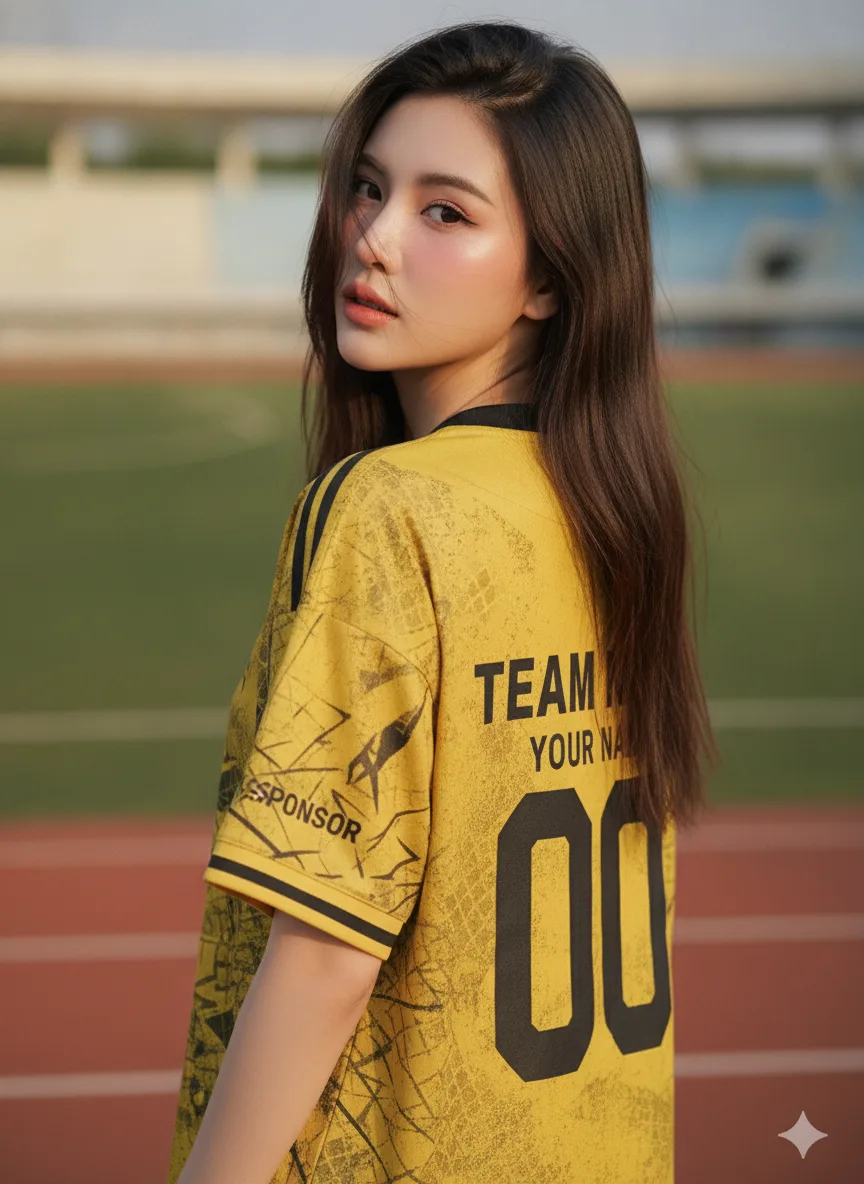 เสื้อกีฬาสีเหลือง ลายกรันจ์ดิสเทรส เหลือง-ดำ สั่งทำ ด้านหลัง เสื้อกีฬาสีเหลือง ลายกรันจ์ดิสเทรส เหลือง-ดำ สั่งทำ ด้านหลัง