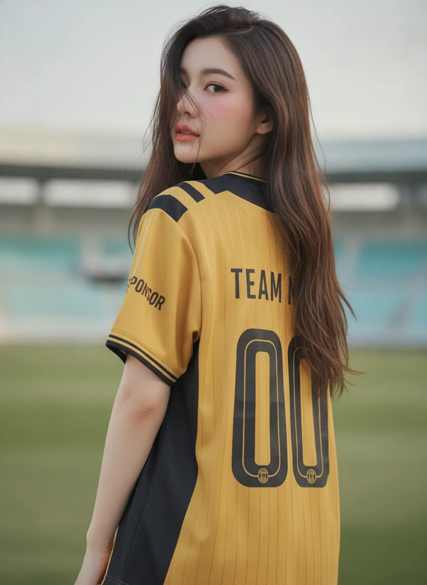 เสื้อกีฬาสีเหลือง ลายเมคาเทค เหลือง-ดำ สั่งทำใส่ชื่อ ด้านหลัง เสื้อกีฬาสีเหลือง ลายเมคาเทค เหลือง-ดำ สั่งทำใส่ชื่อ ด้านหลัง