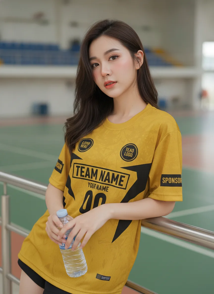 เสื้อกีฬาสีเหลือง ลายดาวกราฟิก เหลือง-ดำ สั่งทำ มุมที่ 2 เสื้อกีฬาสีเหลือง ลายดาวกราฟิก เหลือง-ดำ สั่งทำ มุมที่ 2