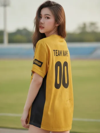 เสื้อกีฬาสีเหลือง ลายดาวกราฟิก เหลือง-ดำ สั่งทำ ด้านหลัง