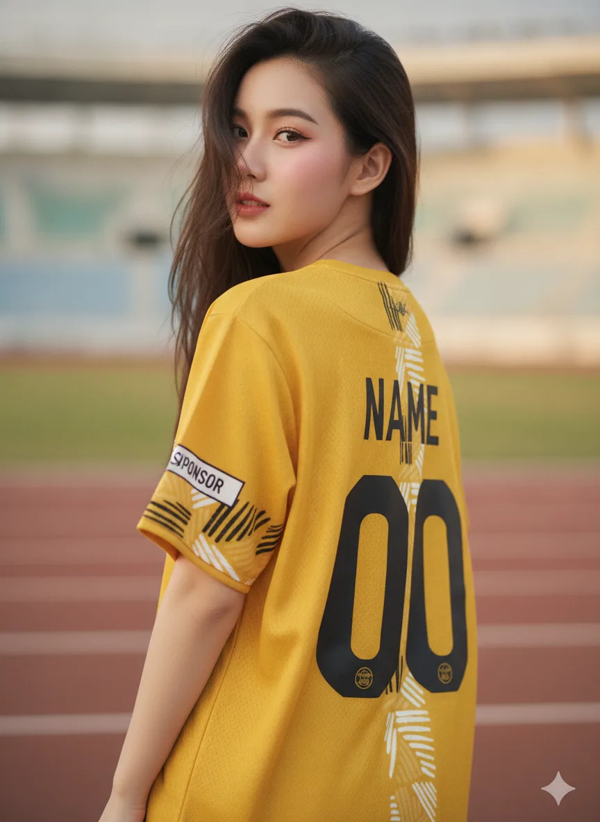 เสื้อกีฬาสีเหลือง ลายริ้วเรขาคณิต เหลือง-ดำ สั่งทำ ด้านหลัง เสื้อกีฬาสีเหลือง ลายริ้วเรขาคณิต เหลือง-ดำ สั่งทำ ด้านหลัง