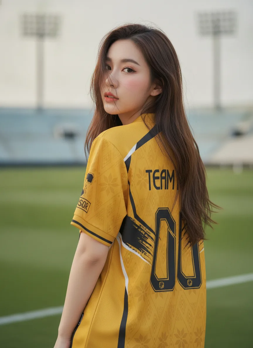 เสื้อกีฬาสีเหลือง ลายแปรงผ้าไทย เหลือง-ดำ สั่งทำ ด้านหลัง เสื้อกีฬาสีเหลือง ลายแปรงผ้าไทย เหลือง-ดำ สั่งทำ ด้านหลัง